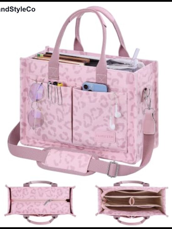 Handbags - Canvas Tote Bag for Women Zip Closure Compartments Work College Travel
